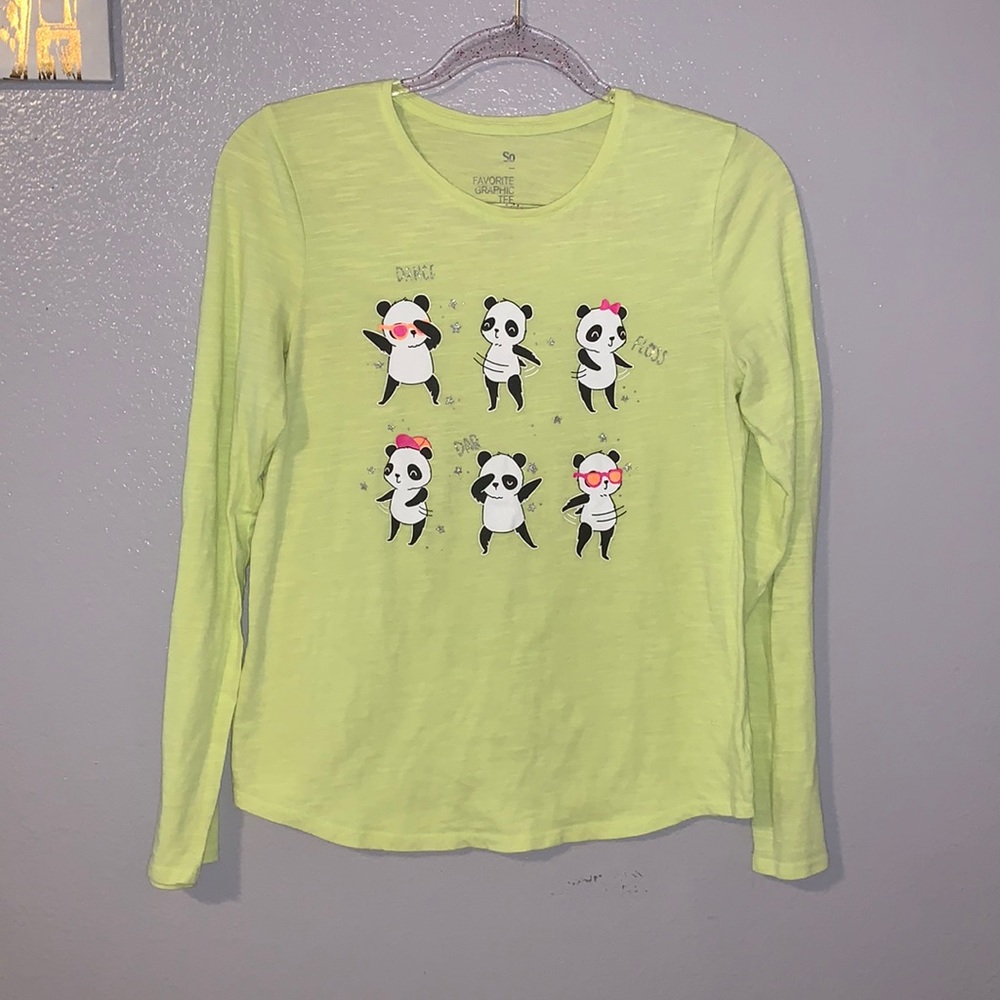 SO dance gloss yellow panda bear long sleeve top